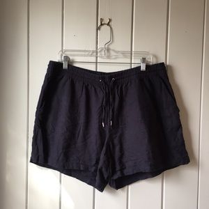 H&M Blue Linen Drawstring Relaxed Fit Shorts 16
